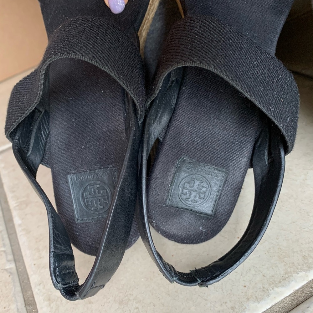 TORY BURCH Black Espadrille Wedges - Picture 3 of 8